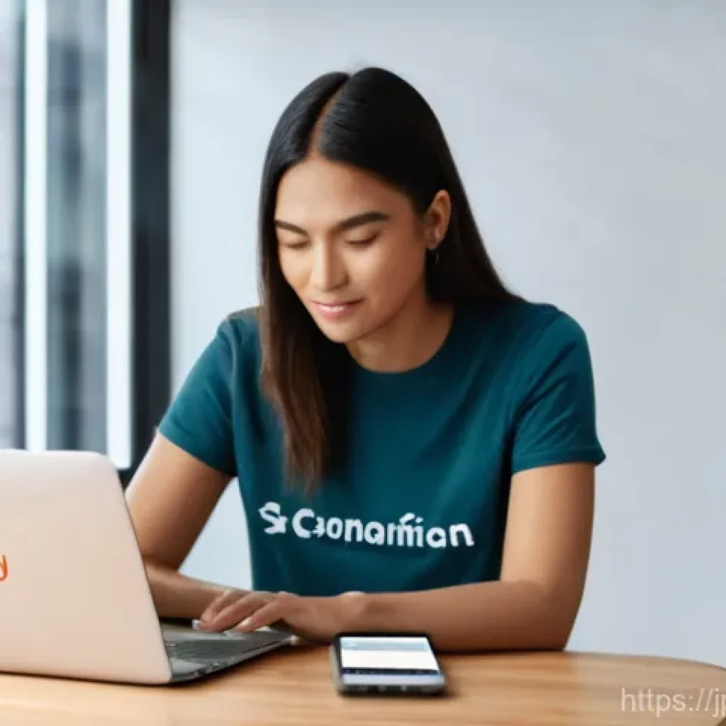 체크카드 한도 상향 방법 - **Prompt:** A young woman, dressed in a comfortable casual outfit like a t-shirt and jeans, sits at ...