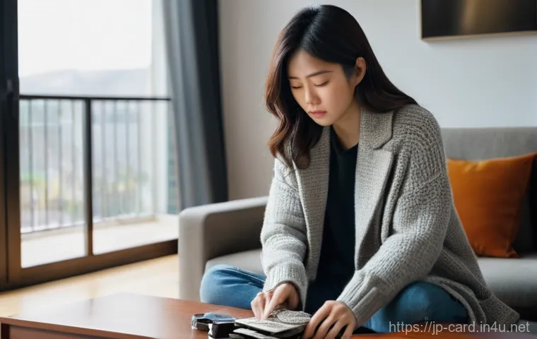 체크카드 분실 후 재발급 - **Prompt 1: The Initial Panic and Frantic Search**
    A young Japanese woman in her late 20s, with ...