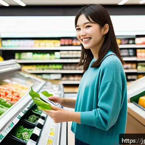 체크카드 할인 혜택 정리 - A modern Japanese supermarket interior bustling with customers shopping during a special weekend sal...